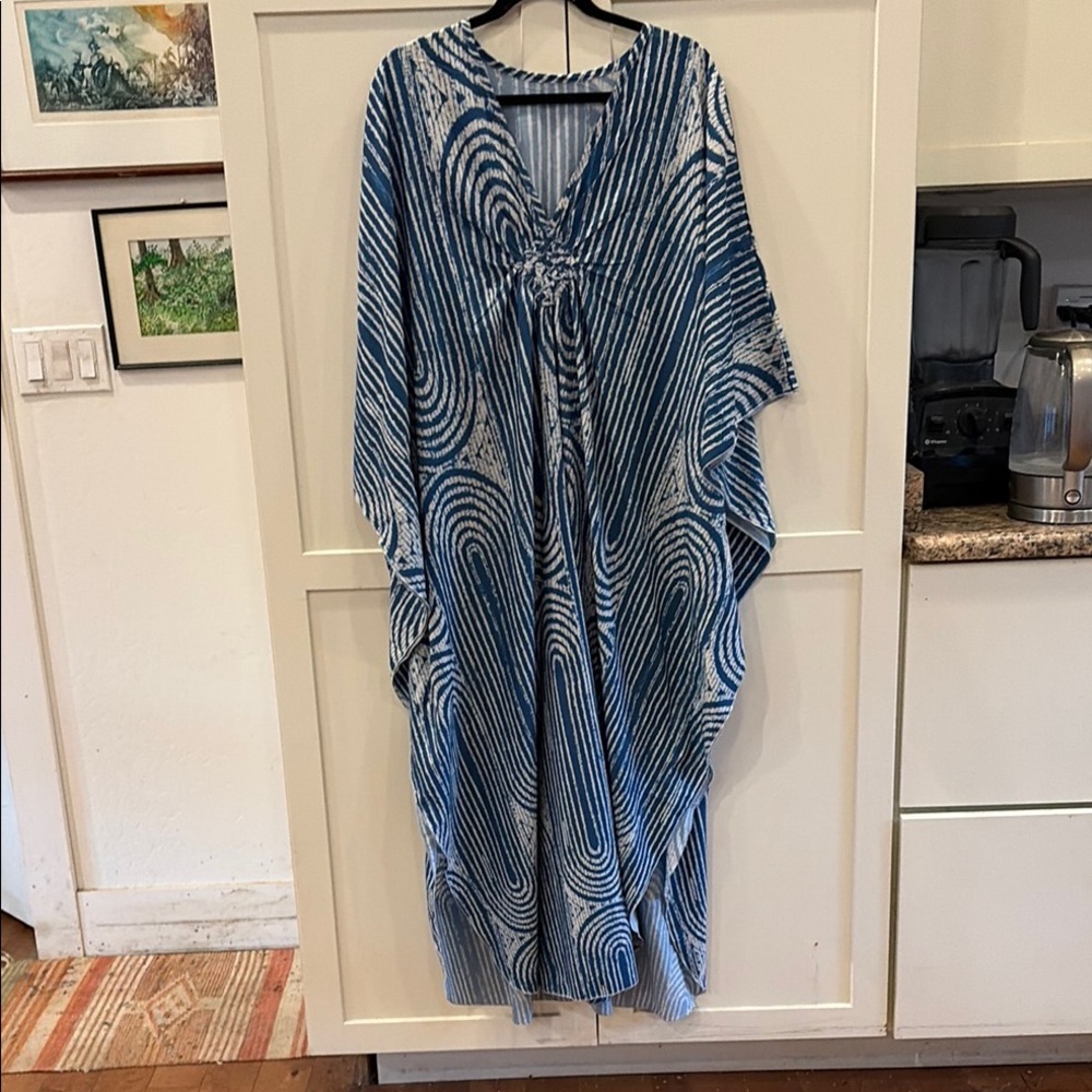 Royal Blue & White Kaftan; One Size NWOT